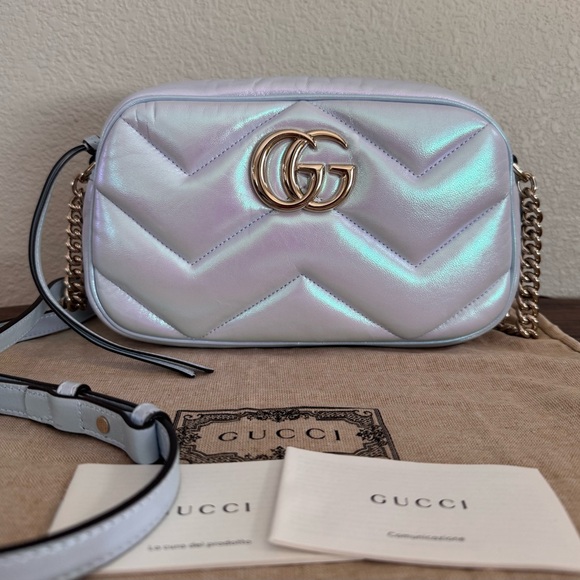 ❌SOLD❌NEW GUCCI GG Marmont Limited Edition Iridescent Quilted Leather Crossbody - Picture 8 of 8